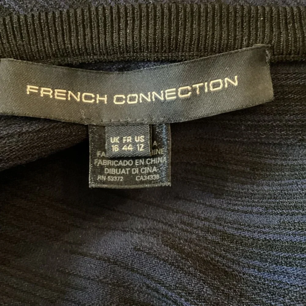 French Connection Dress Size 12 Bodycon‎ Navy & Black Dani Degrade Short Sleeve - Picture 9 of 10